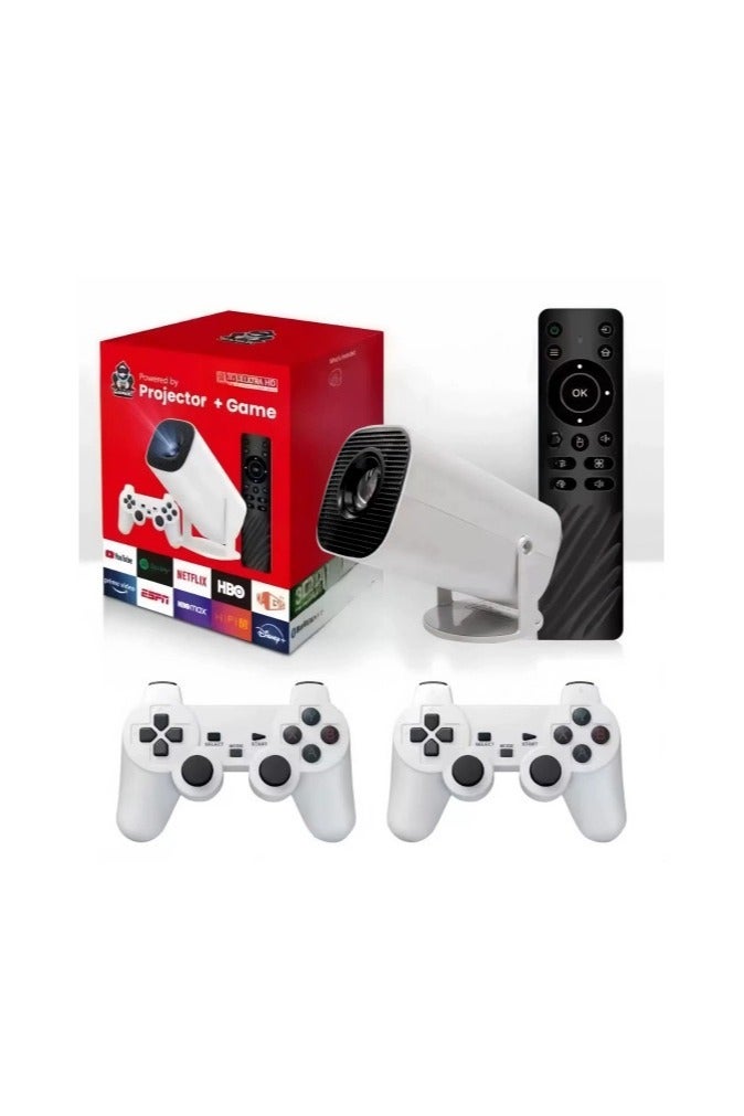 Portable HD Projector with Game Function, 4K Support, Dual Wireless Controllers, Remote Control, Home Theater Compatible with Android/iOS/Windows/HDMI/USB - Image 1