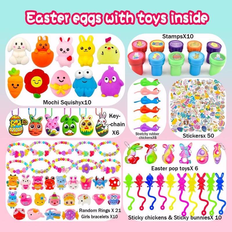 Phaorui 318 Pcs bulk Easter Egg with toys filled inside for kids, 100 sets plastic Easter egg stuffed with toys self pre filled Easter egg fillers for Kids Boys Girls stuffed Easters eggs filled - Image 4