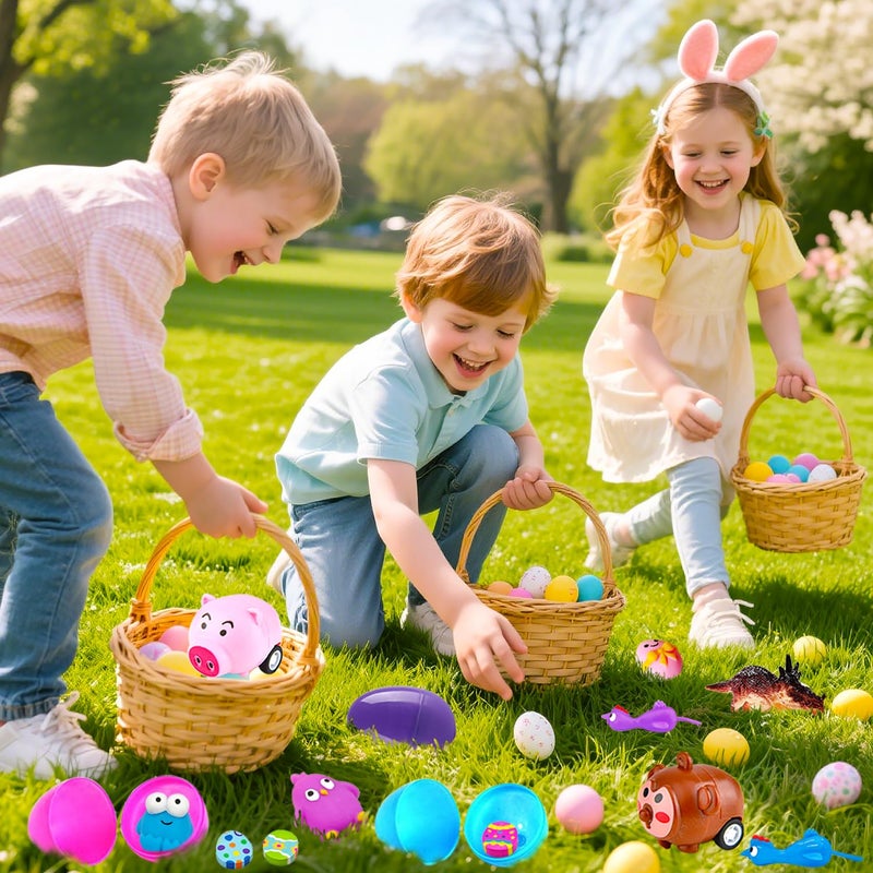 Phaorui 318 Pcs bulk Easter Egg with toys filled inside for kids, 100 sets plastic Easter egg stuffed with toys self pre filled Easter egg fillers for Kids Boys Girls stuffed Easters eggs filled - Image 5