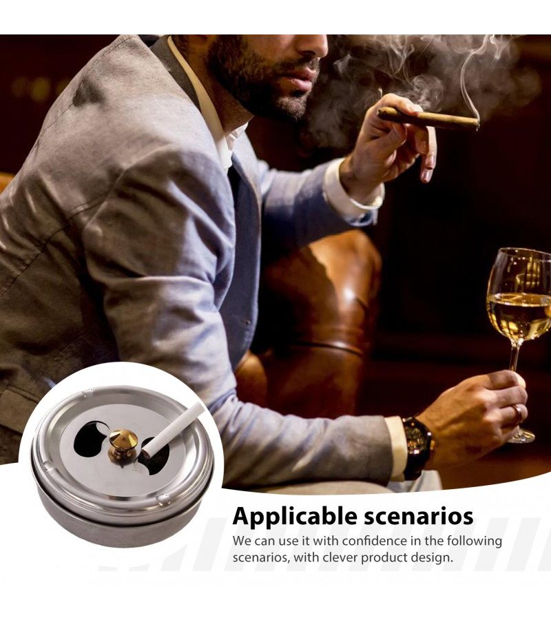 Silvery Stainless Steel Ash Catcher Easy Clean Daily Use Cigarette Slot Holder - Image 2