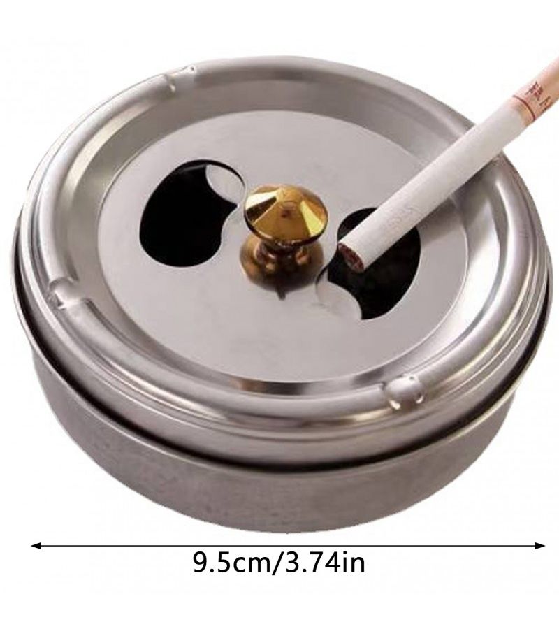 Silvery Stainless Steel Ash Catcher Easy Clean Daily Use Cigarette Slot Holder - Image 3