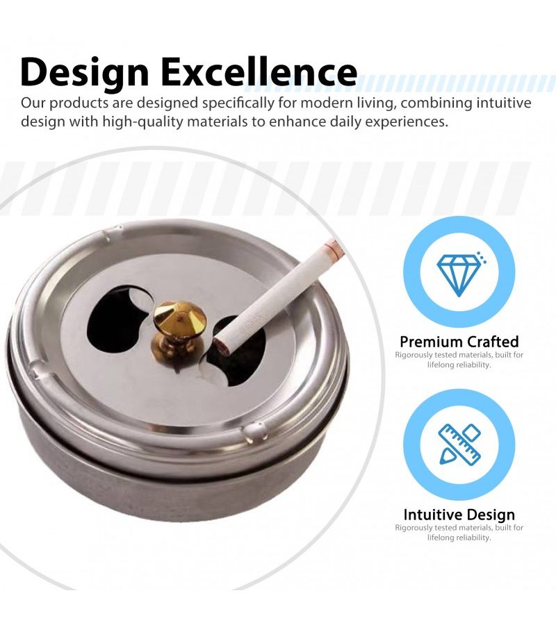 Silvery Stainless Steel Ash Catcher Easy Clean Daily Use Cigarette Slot Holder - Image 5