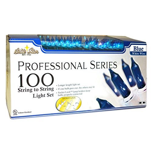 Brite Star 100 Count Professional Series Mini Light Set, White Wire, Blue - Image 2