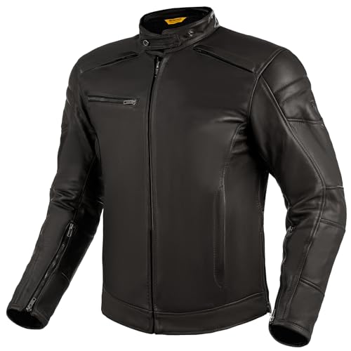 SHIMA BLAKE Motorcycle Jacket for Men - Premium Ventiladed Leather Mens Biker Jacket with CE Back, Shoulder, Elbow Armor Pads, reinforced double seams (Black, L) - Image 1