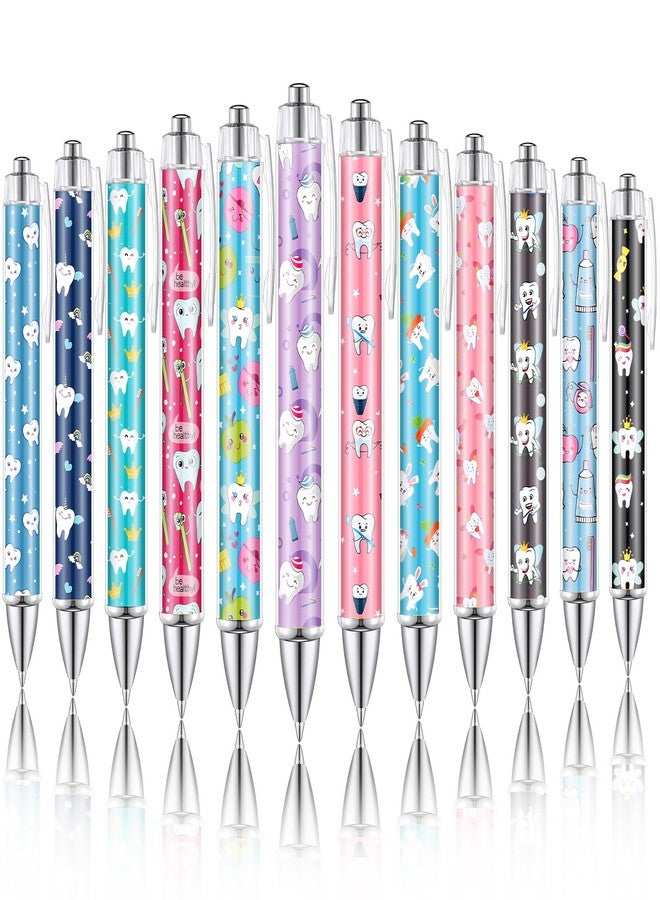 Moinchore 12 Pcs Teeth Ballpoint Pens Teeth Themed Writing Pens 1mm Retractable Black Ink Pens for Writing Nurse Gift Dental Assistant Accessories Cute Pens for Women Men Journaling Office Supplies - Image 1