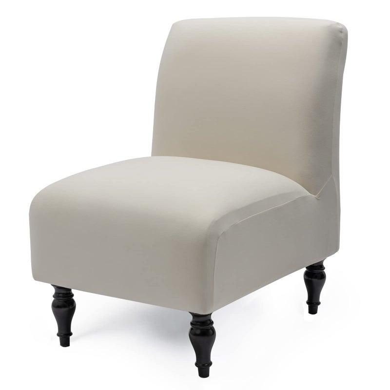 Iauddy Armless Accent Slipper Chair Cover Slipcover,Stretch Spandex Removable Jacquard Fabric Non-Slip Silp Cover for Accent Chair Without Arms Furniture Protector for Living Dining Room(Beige, 1) - Image 1