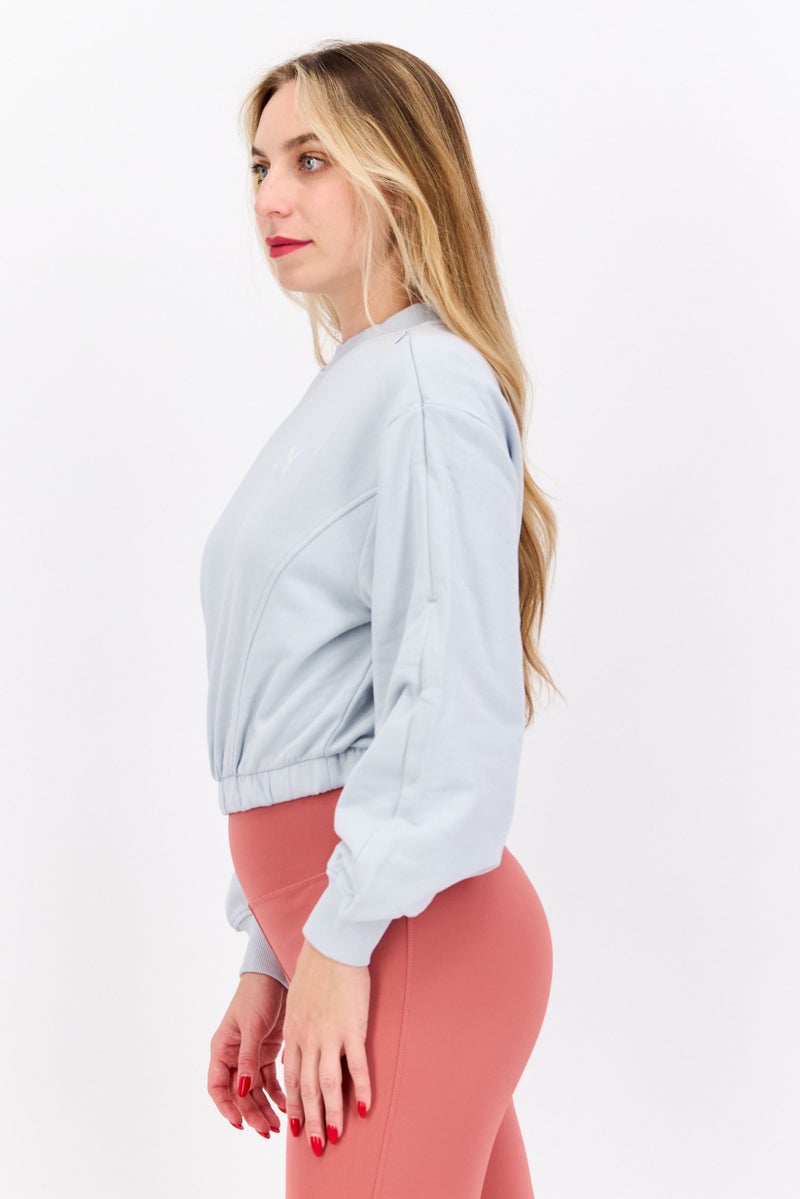 PUMA Women Relaxed Fit Long Sleeves Training Sweatshirt, Light Grey - Image 2