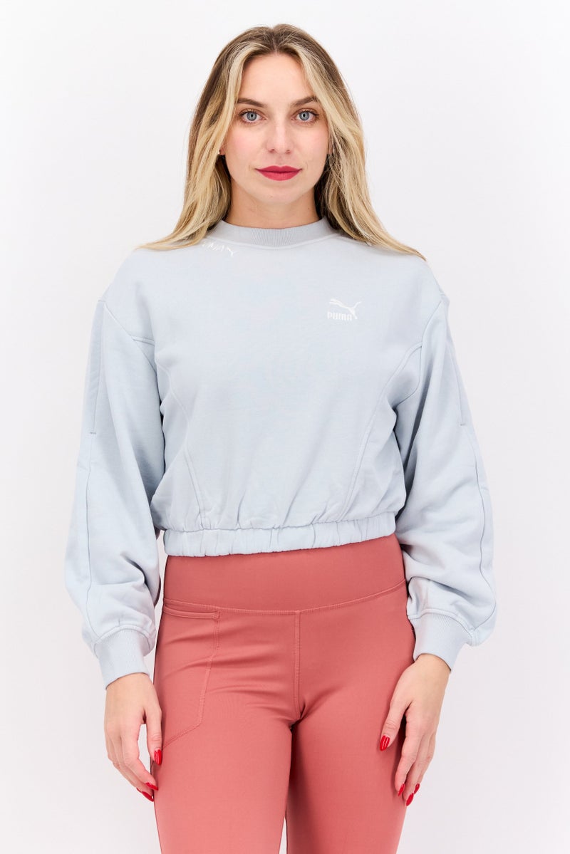 PUMA Women Relaxed Fit Long Sleeves Training Sweatshirt, Light Grey - Image 1