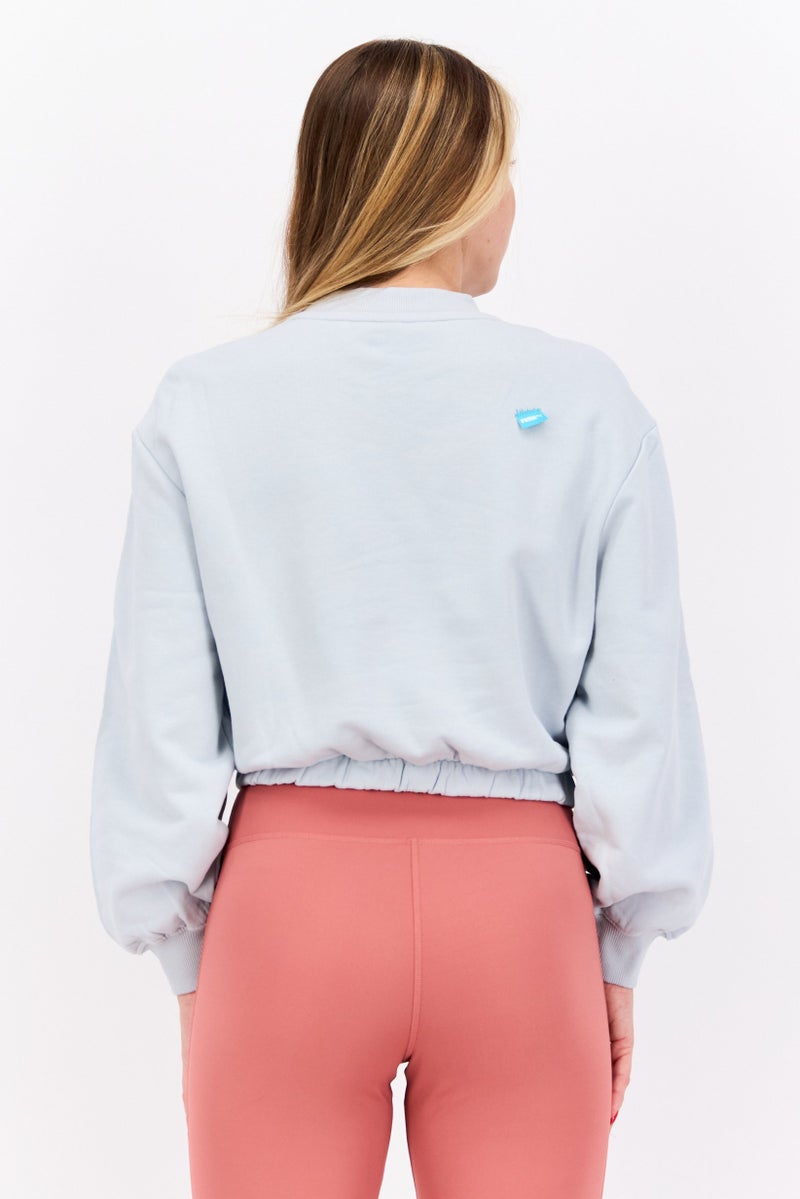 PUMA Women Relaxed Fit Long Sleeves Training Sweatshirt, Light Grey - Image 3