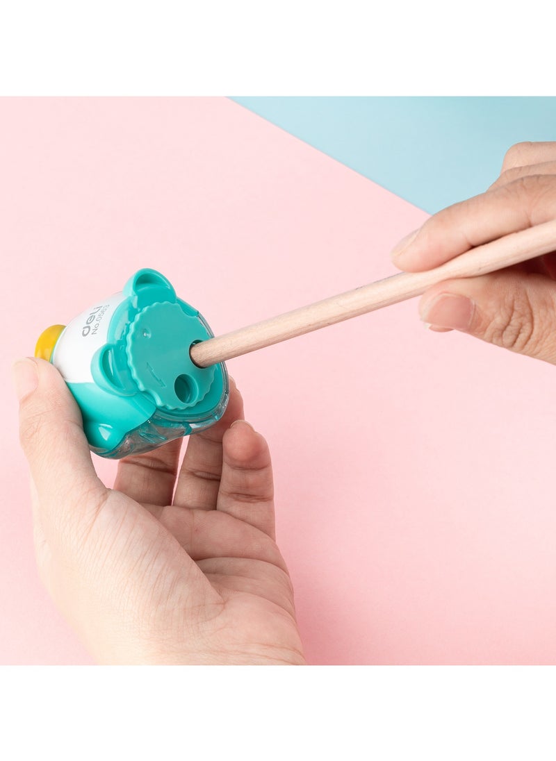 Deli Deli E0563 2-Hole Penguin Pencil Sharpener with Canister – ideal for school & creative use  - Image 4