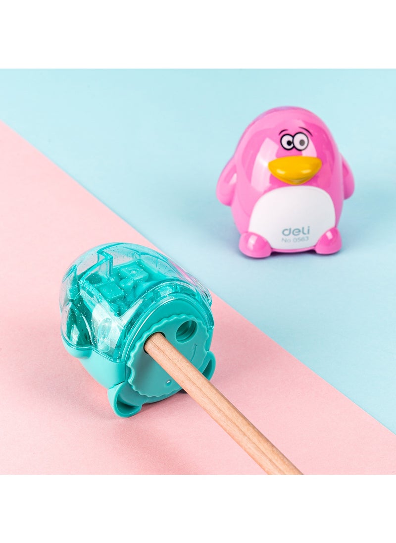 Deli Deli E0563 2-Hole Penguin Pencil Sharpener with Canister – ideal for school & creative use  - Image 5