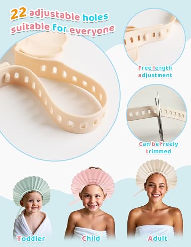 FUSACONY Kids Shower Cap, Baby Hair Washing Shield, Bath Visor for Toddlers, Bathing Head Face Eye Ear Protector, Air Cushioned Shampoo Caps with 20-Size Adjustment for 6Month+ to Adult (Pink) - Image 4