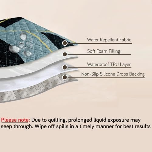 HOKIPO 'Elira Series' Polyester Blend Quilted Water Repellent + Waterproof + Quick Dry Sofa Cover Mat for 2 Seater Sofa with Pockets On Armrest Cover - Multicolor Abstract Geometry (AR-5239-C10) - Image 2