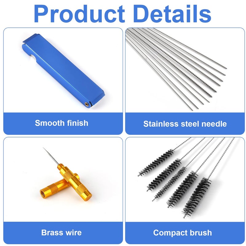 lasuroa Carburetor Cleaning Kit, Carburettor Jet Tools Includes 23 Carb Needles 5 Nylon Brushes 1 Scraper and 4 Cleaner Hooks for Motorcycle ATV Chainsaw & Welder Maintenance - Image 4