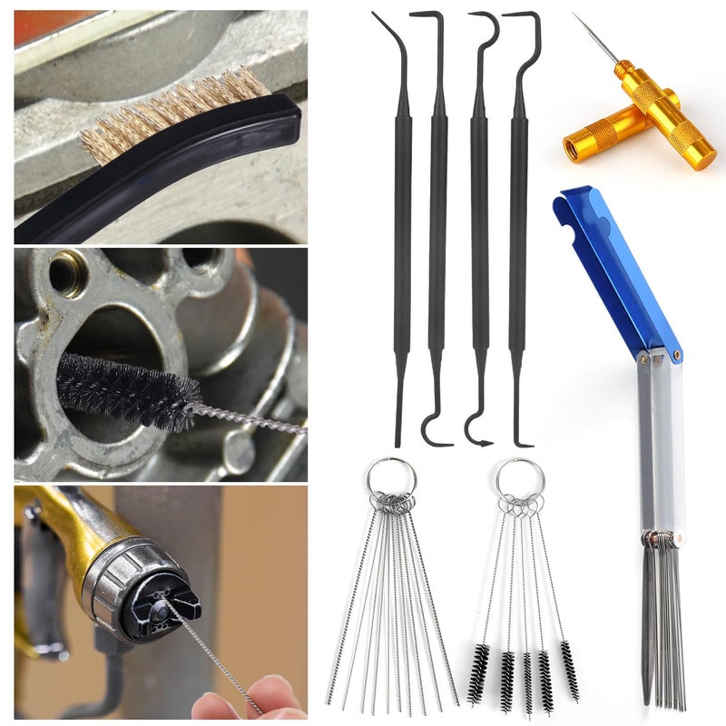 lasuroa Carburetor Cleaning Kit, Carburettor Jet Tools Includes 23 Carb Needles 5 Nylon Brushes 1 Scraper and 4 Cleaner Hooks for Motorcycle ATV Chainsaw & Welder Maintenance - Image 5