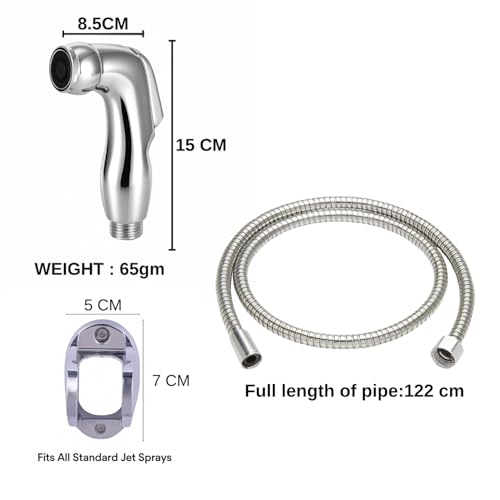 HOMEMATES Silver ABS Handheld Health Faucet Jet Spray Set, High-Pressure Toilet Sprayer with 1.2m Hose, Leakproof Nozzle, Wall Hook & Screws for Bathroom Hygiene - Image 2