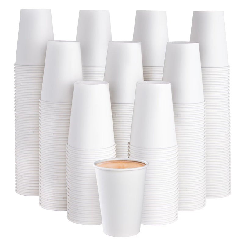JOLLY PARTY 300 Pack 12 oz Disposable Paper Coffee Cup HotCold Beverage Drinking Cups for Water White Paper Hot Coffee Cups