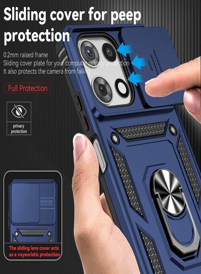 PUSHIMEI for Motorola Moto G 2025 Case, with Slide Camera Cover HD Screen Protector [Military Grade 16ft. Drop Tested] Magnetic Ring Holder Kickstand Protective Phone Case for Motorola Moto G 2025, Navy Blue - Image 5