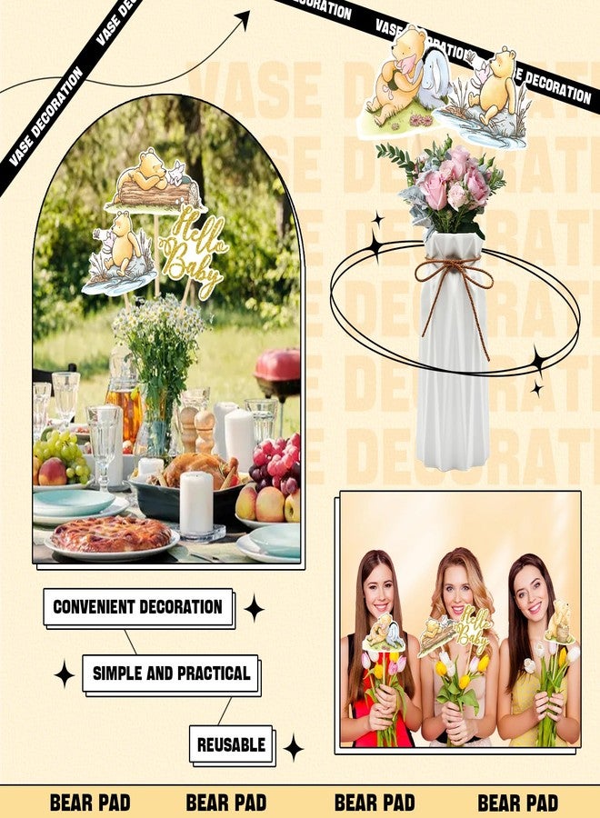 MEMOVAN 16pcs Classic The Pooh Centerpieces Winnie Centerpieces Sticks Oh Baby Winnie Table Toppers Bear Party Decorations for Winnie Birthday Baby Shower Party Baby Shower Table Decorations - Image 4
