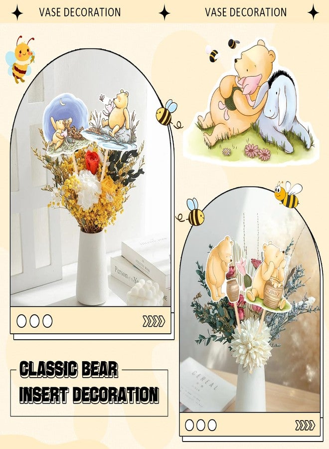 MEMOVAN 16pcs Classic The Pooh Centerpieces Winnie Centerpieces Sticks Oh Baby Winnie Table Toppers Bear Party Decorations for Winnie Birthday Baby Shower Party Baby Shower Table Decorations - Image 3