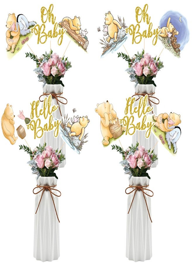 MEMOVAN 16pcs Classic The Pooh Centerpieces Winnie Centerpieces Sticks Oh Baby Winnie Table Toppers Bear Party Decorations for Winnie Birthday Baby Shower Party Baby Shower Table Decorations - Image 1