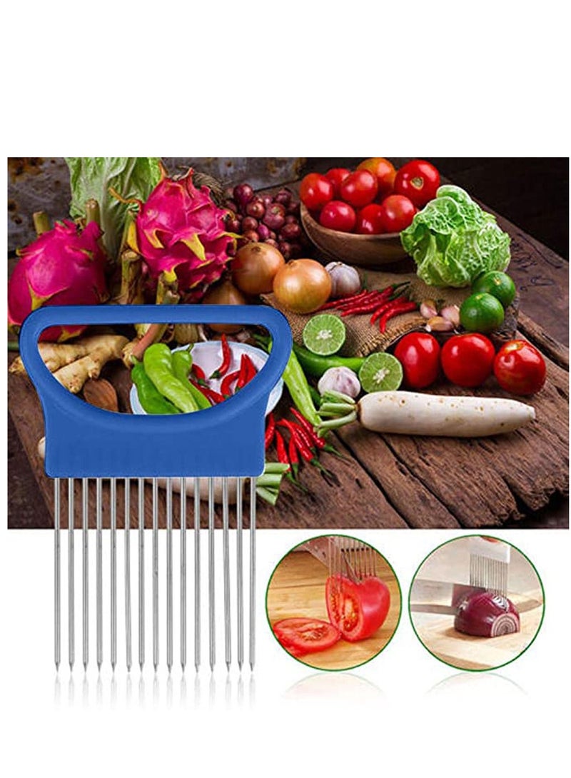 KASTWAVE Kitchen Cutting Tools Slicer Tomato Onion Vegetables Slicer Cutting Aid Holder Guide Slicing Cutter Safe Fork Kitchen Gadget Accessories - Image 2