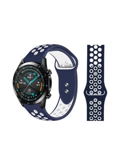 PROMASS Stylish Silicone Replacement Band For Huawei Watch GT/GT2 Midnight Blue White 