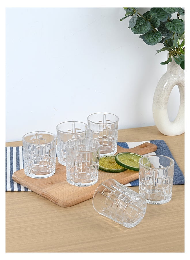 Ollieroo كؤوس ويسكي قديمة مزخرفة - كوب زجاجي متين سعة 200 مل للكوكتيلات، الماء، العصير، البيرة، الويسكي، الكونياك، مجموعة زجاجيات، أدوات مائدة، آمنة للغسالة. - Image 1