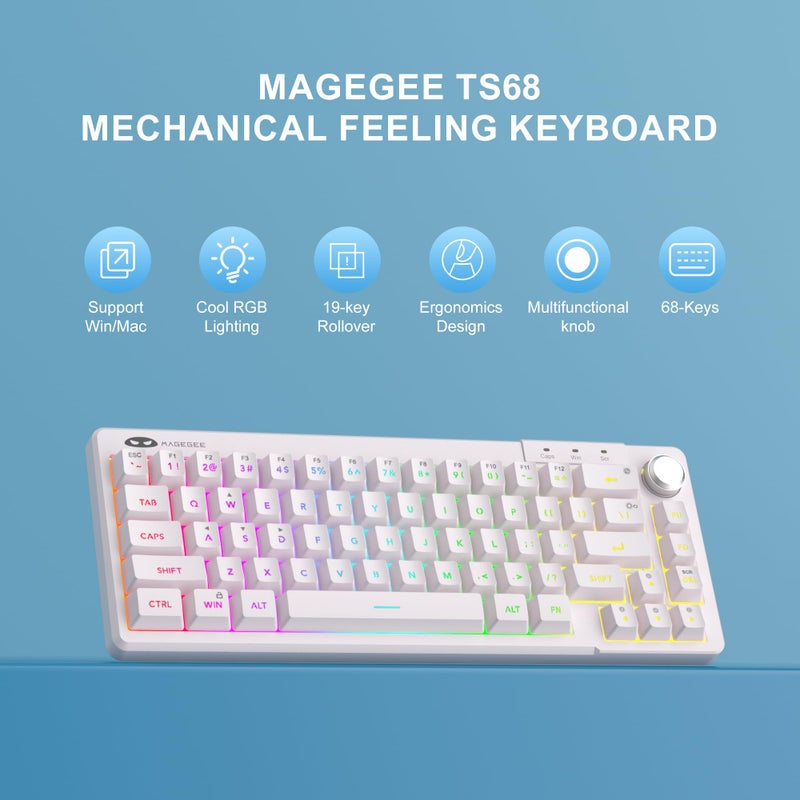 MageGee Mini 60% Gaming Keyboard, RGB Backlit Ultra-Compact Keyboard, TS68 Ergonomic Waterproof Mechanical Feeling Office Computer Keyboards for PC, MAC, PS4, Xbox ONE Gamer - Image 2