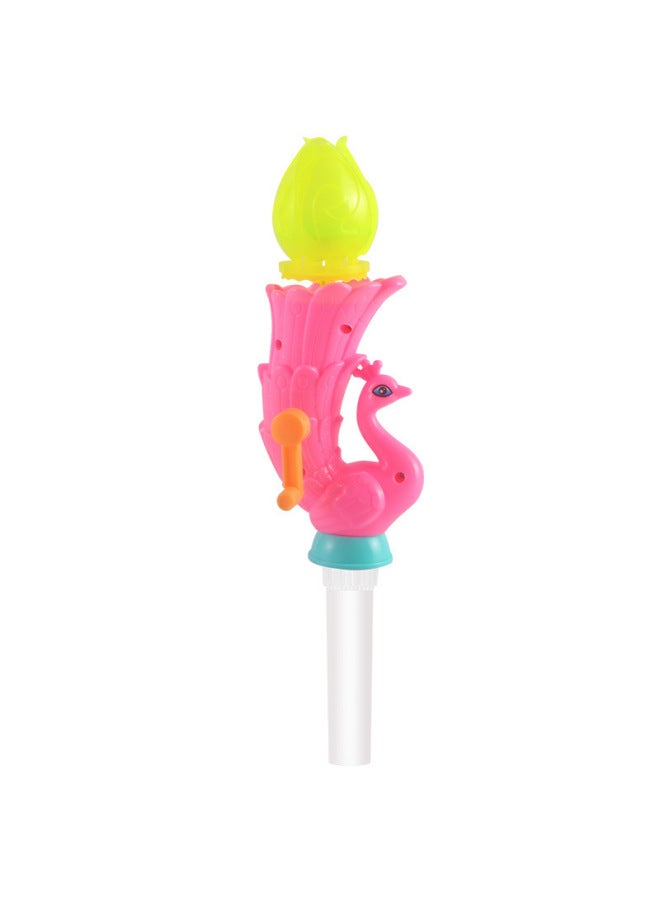 Children's Hand-cranked Carousel Lotus Lamp Small Windmill Luminous Toy Lighting Educational Fun Gift Tremolo-Color:Macaron Color Peacock Lotus Lamp-Specifications:Standard  - Image 1
