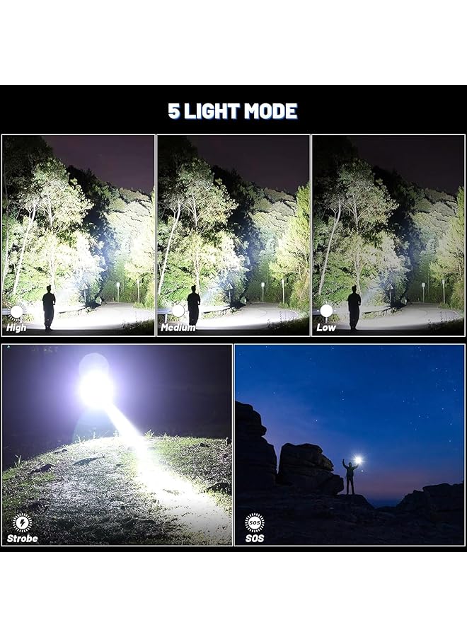 Rechargeable Flashlight 990 000 Lumens Super Bright LED Tactical Flashlight with 5 Modes IPX6 Waterproof for Hunting Camping Emergencies - Image 4