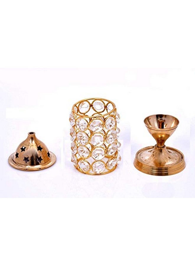 Ein Sof Akhand Diya for Puja - Decorative Pooja Mandir & Home Decoration Item, Medium Size Diyas with Crystal Wind Cover Protector, Long Burning Diva (Height 6 inches) - Image 3