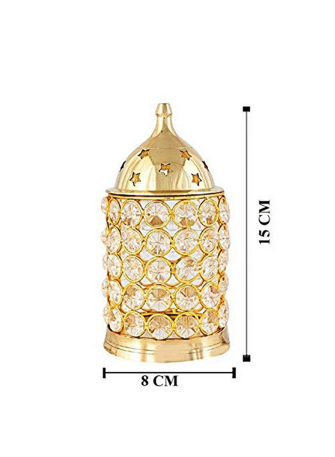 Ein Sof Akhand Diya for Puja - Decorative Pooja Mandir & Home Decoration Item, Medium Size Diyas with Crystal Wind Cover Protector, Long Burning Diva (Height 6 inches) - Image 2