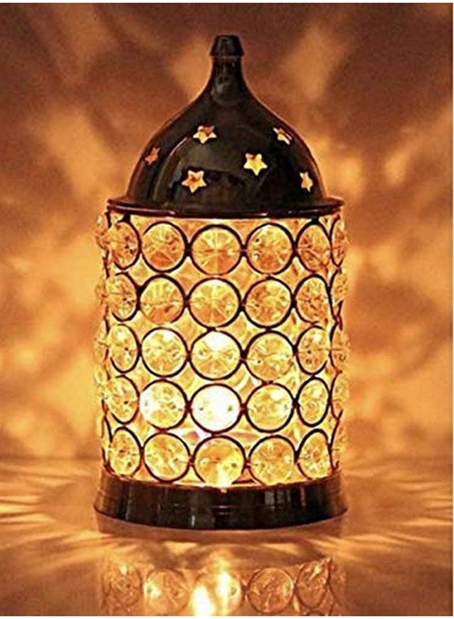 Ein Sof Akhand Diya for Puja - Decorative Pooja Mandir & Home Decoration Item, Medium Size Diyas with Crystal Wind Cover Protector, Long Burning Diva (Height 6 inches) - Image 1