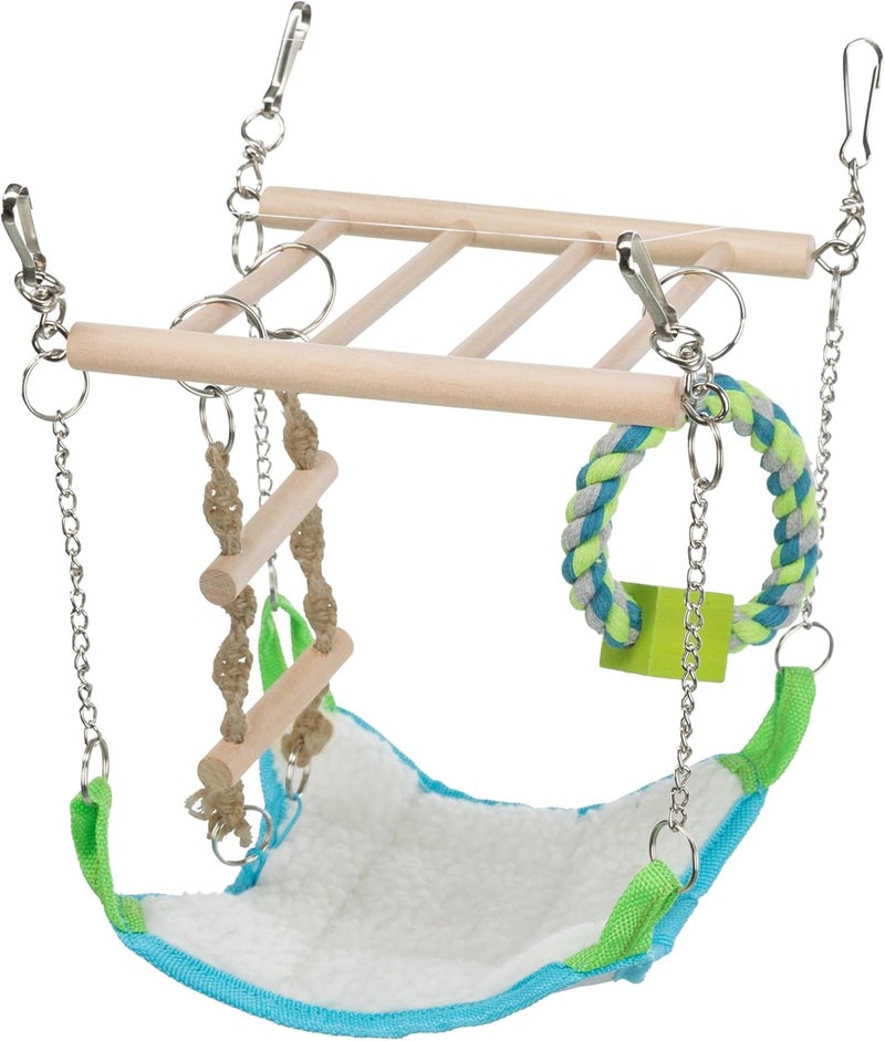 TRIXIE Small Animal Suspension Bridge with Hammock, Rope Ladder, and Ring for Ferrets and Rats - Image 1