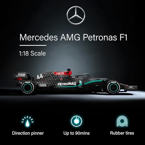Voltz Toys سيارة التحكم عن بعد مرسيدس-بنز F1 W11 بحجم 1:18 من فولتيز تويز - مجموعة سيارات F1 للتحكم عن بعد للأطفال والبالغين - سيارة تحكم عن بعد بتردد 2.4GHz كهدية (1:18 مرسيدس-بنز F1 W11) - Image 2