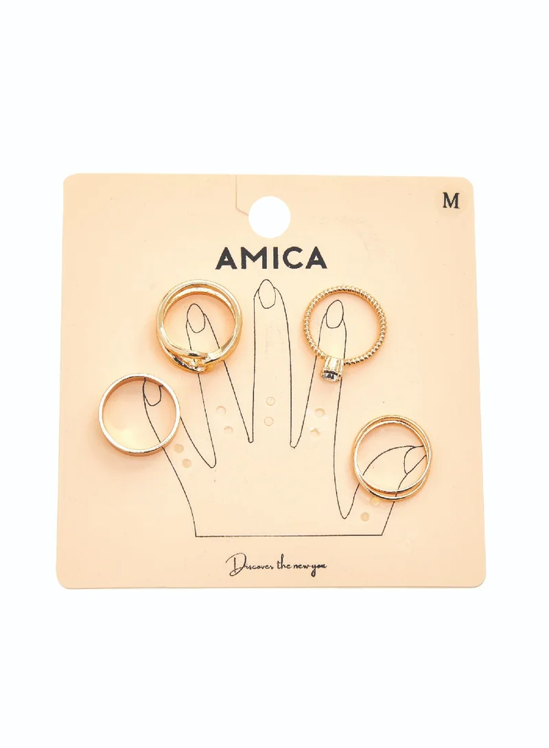 AMICA  Mix & Match Adjustable Set of 4 Rings  | Best Price UAE