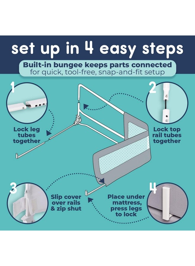 hiccapop 57" x 19" Extra Long Bed Rail for Toddlers, Heavy Duty Swing Down Toddler Bed Rail Guard with Soft Mesh Cover Safely Fits Twin, Full, Queen Beds - Image 4