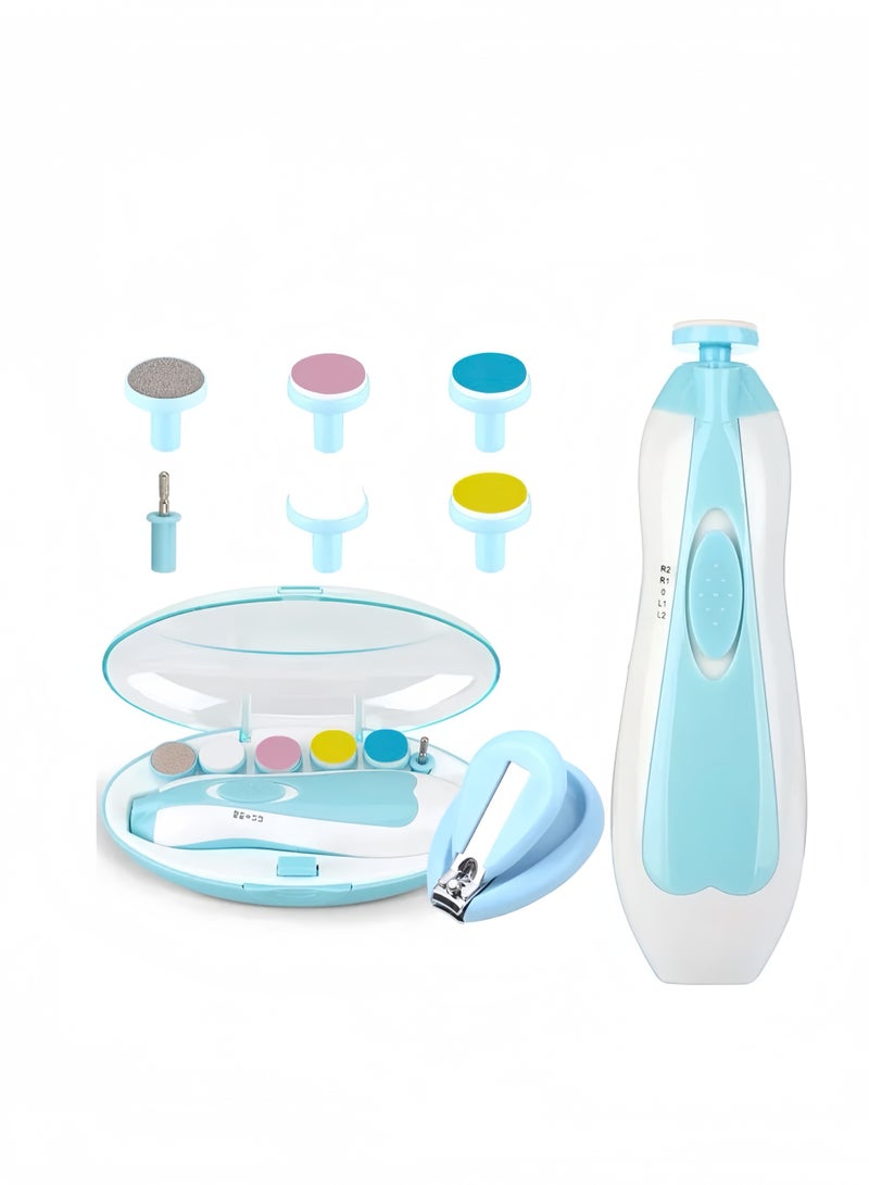 Lee Yon Baby Nail Filer and Baby Nail Clippers with Light Set, Electric Infant Nail Trimmer Kit, Safe Baby Grooming Kit, for Newborn Toddler Kids Toes and Fingernails, Polish and Trim, Blue - Image 1
