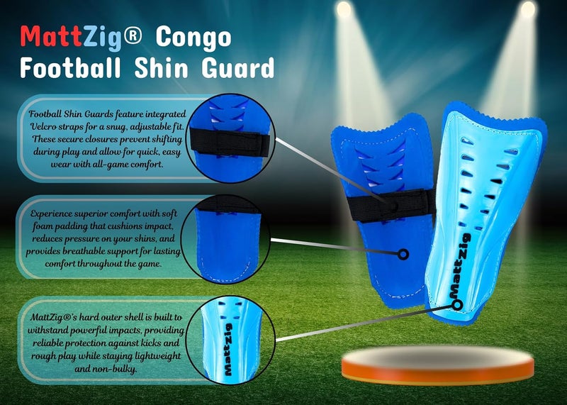 MATTZIG ® Congo Football Kit (One Pair Of Football Socks & One Pair Of Football Shin Guard) (Light Blue) - Image 3