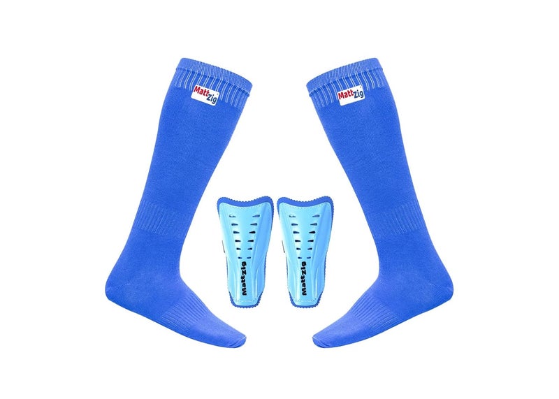 MATTZIG ® Congo Football Kit (One Pair Of Football Socks & One Pair Of Football Shin Guard) (Light Blue) - Image 1