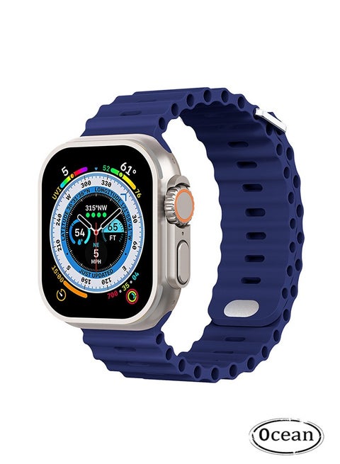 Sport Ocean Bands Compatible with Apple Watch Band Ultra/SE/Series 9/8/7/6/5/4/3/2/1 iWatch Silicone Straps 49mm 45mm 44m 42mm for Women Men Adjustable Wristbands, Midnight Blue