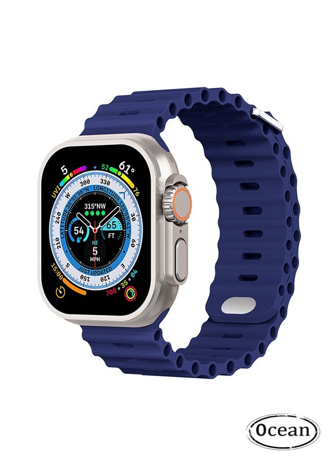 Ocean - Sport Ocean Bands Compatible with Apple Watch Band Ultra/SE/Series 9/8/7/6/5/4/3/2/1 iWatch Silicone Straps 49mm 45mm 44m 42mm for Women Men Adjustable Wristbands, Midnight Blue - Image 1