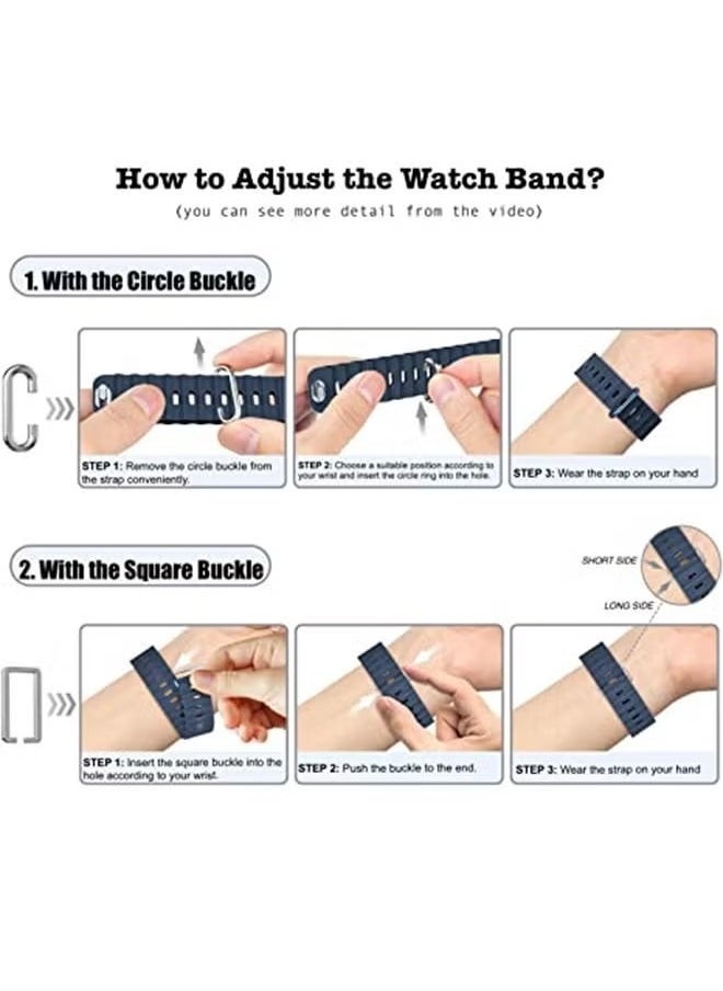 Ocean - Sport Ocean Bands Compatible with Apple Watch Band Ultra/SE/Series 9/8/7/6/5/4/3/2/1 iWatch Silicone Straps 49mm 45mm 44m 42mm for Women Men Adjustable Wristbands, Midnight Blue - Image 1