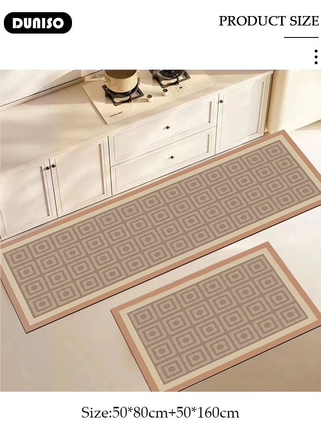 DUNISO Diatom Mud Bath Mat Set Bathroom Kitchen Rug Mat Extra Soft and Absorbent Bath Rugs Non-Slip Quick Drying Floor Bath Tub Mat for Bathroom Floor Tub and Shower 50*80CM+50*160CM  - Image 4