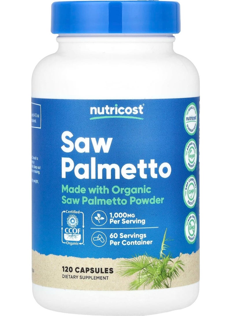 Nutricost Saw Palmetto, 1,000 mg, 120 Capsules (500 mg per Capsule)