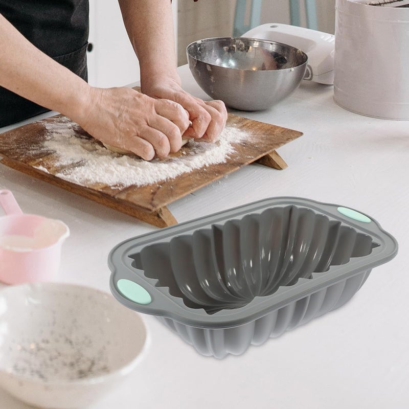 SHOWERORO Silicone Loaf Pan Bread Toast Mold Nonstick Silicone Bread Baking Pan Large Rectangular Lotus Shape Gray Home Baking Tool for Oven Use - Image 5
