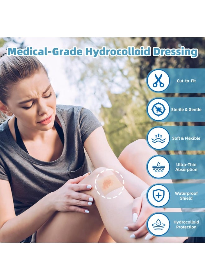 ATRJSZ Hydrocolloid Roll Tape,5cm x 1.5m Cut-to-Size Hydrocolloid Patch Bandages with Self-Adhesive for for Wound Care, Flexible & Waterproof & Ultra Absorbent - Image 2