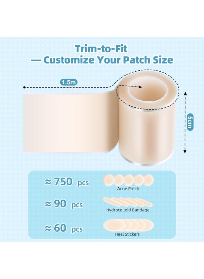 ATRJSZ Hydrocolloid Roll Tape,5cm x 1.5m Cut-to-Size Hydrocolloid Patch Bandages with Self-Adhesive for for Wound Care, Flexible & Waterproof & Ultra Absorbent - Image 3