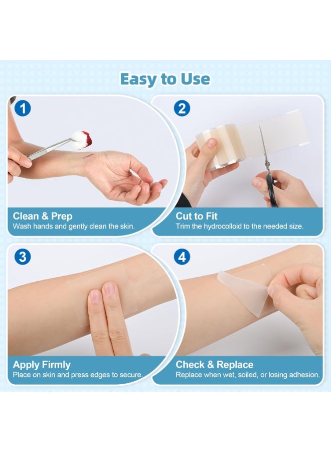 ATRJSZ Hydrocolloid Roll Tape,5cm x 1.5m Cut-to-Size Hydrocolloid Patch Bandages with Self-Adhesive for for Wound Care, Flexible & Waterproof & Ultra Absorbent - Image 5